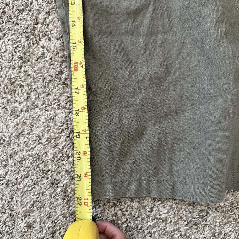 Zara 100% linen wide leg XL paper bag trouser belted olive green summer - Picture 13 of 13